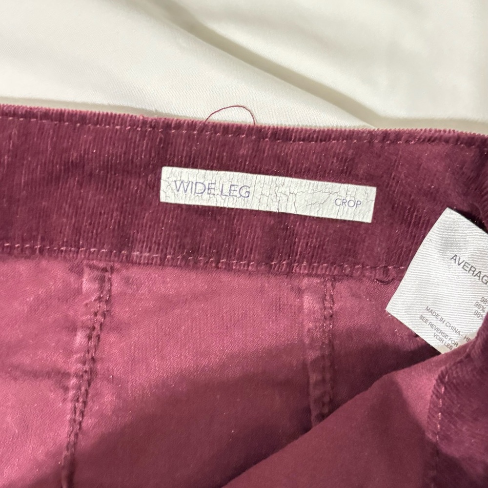 Code Bleu Maroon Corduroy Trousers Like New Size 12 Wide Leg Cropped - Picture 4 of 5